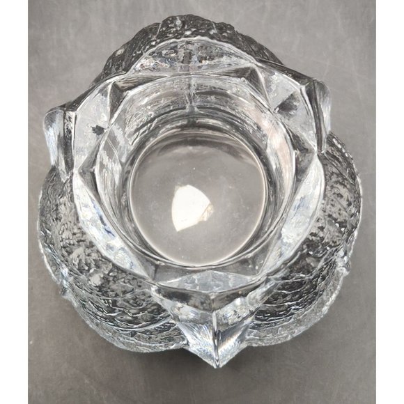 Orrefors Sweden Crystal Eden Leaf Fossil Candle Holder Signed Stickered EUC - Picture 2 of 6